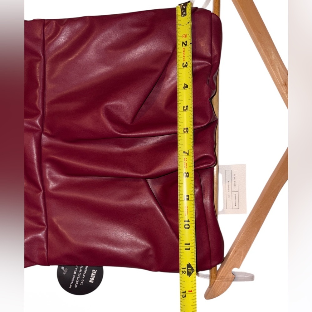 Nookie Leona Mini Dress Faux Leather Structured Bodice Strapless Red Small NWT - Picture 7 of 11